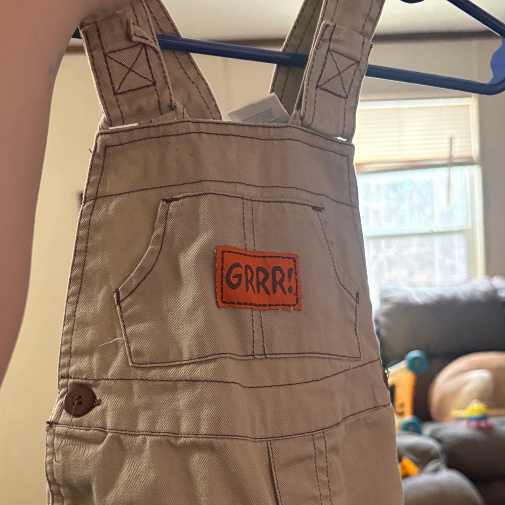 Beige Overalls with Orange Patch